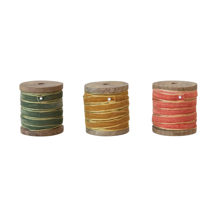 10 Yard Velvet Ribbon w/Metallic Edges - Select Color