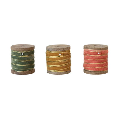 10 Yard Velvet Ribbon w/Metallic Edges - Select Color